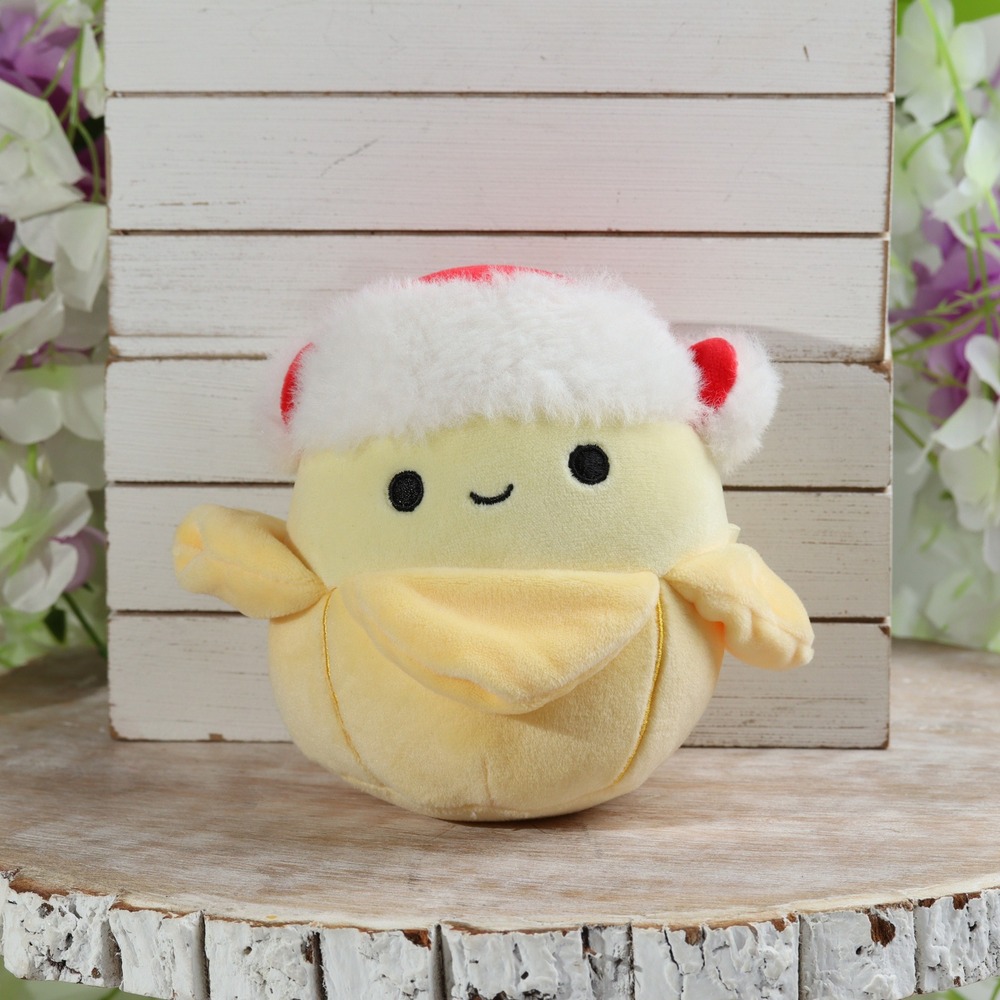 Squishmallows Junie Banana Santa Hat Christmas Holiday 5 Inch Plush Kellytoy